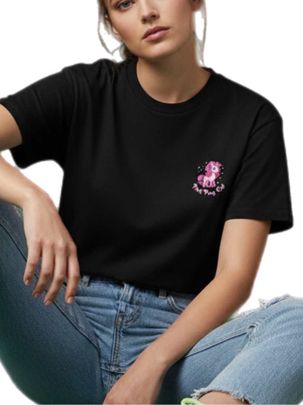 TBM | Black Short Sleeve ‘SECURITY’ The Pink Pony Club employee Tee